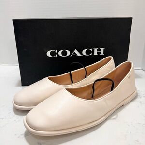 Coach Women's Cream Leather Slip-On Flats